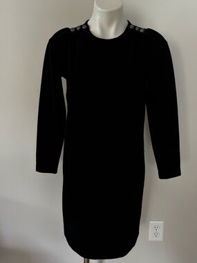 LOFT Black Ribbed Knit Longsleeve Dress